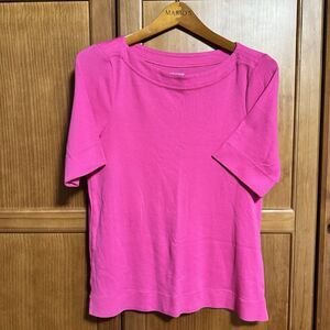 Chicos Ultimate Tee pink bateau neckline elbow-length size 1 medium 100% Cotton